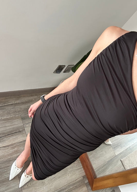 VESTIDO RUCHED NEGRO
