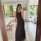 VESTIDO DE KNIT CAFÉ MAXI