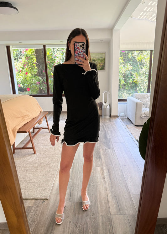 VESTIDO MINI MANGA LARGA B&W