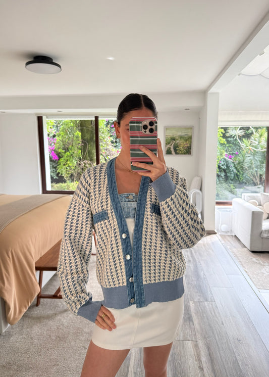 CHAMARRA DE KNIT Y DENIM