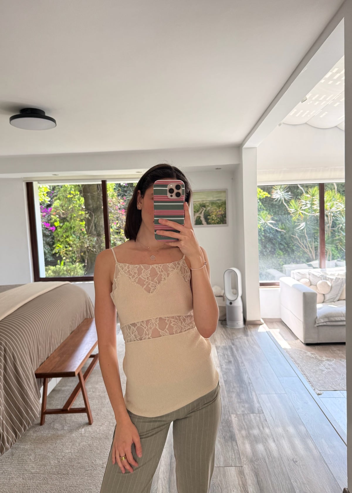 BLUSA DE KNIT CON ENCAJE