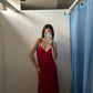 VESTIDO ROJO EN ESCOTE V