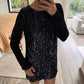 VESTIDO MINI SEQUIN MANGA LARGA