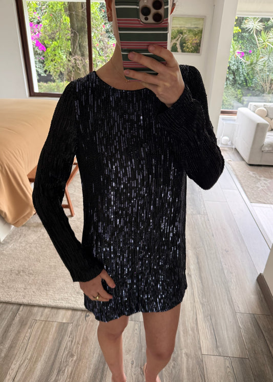 VESTIDO MINI SEQUIN MANGA LARGA