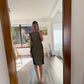 VESTIDO MIDI DE PIEL GRIS