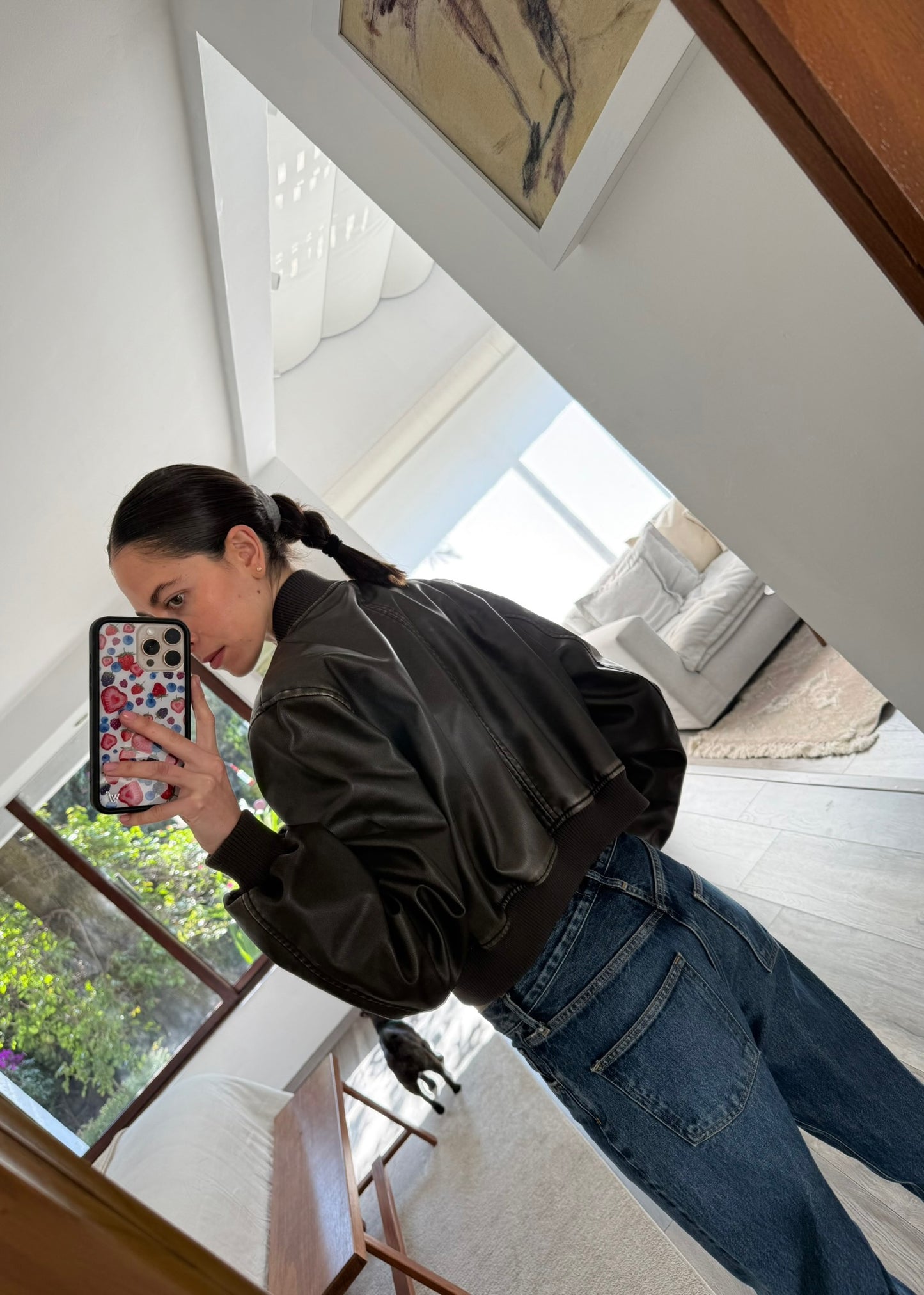 CHAMARRA BOMBER DE FAUX LEATHER