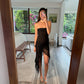 VESTIDO DE MESH NEGRO STRAPLESS
