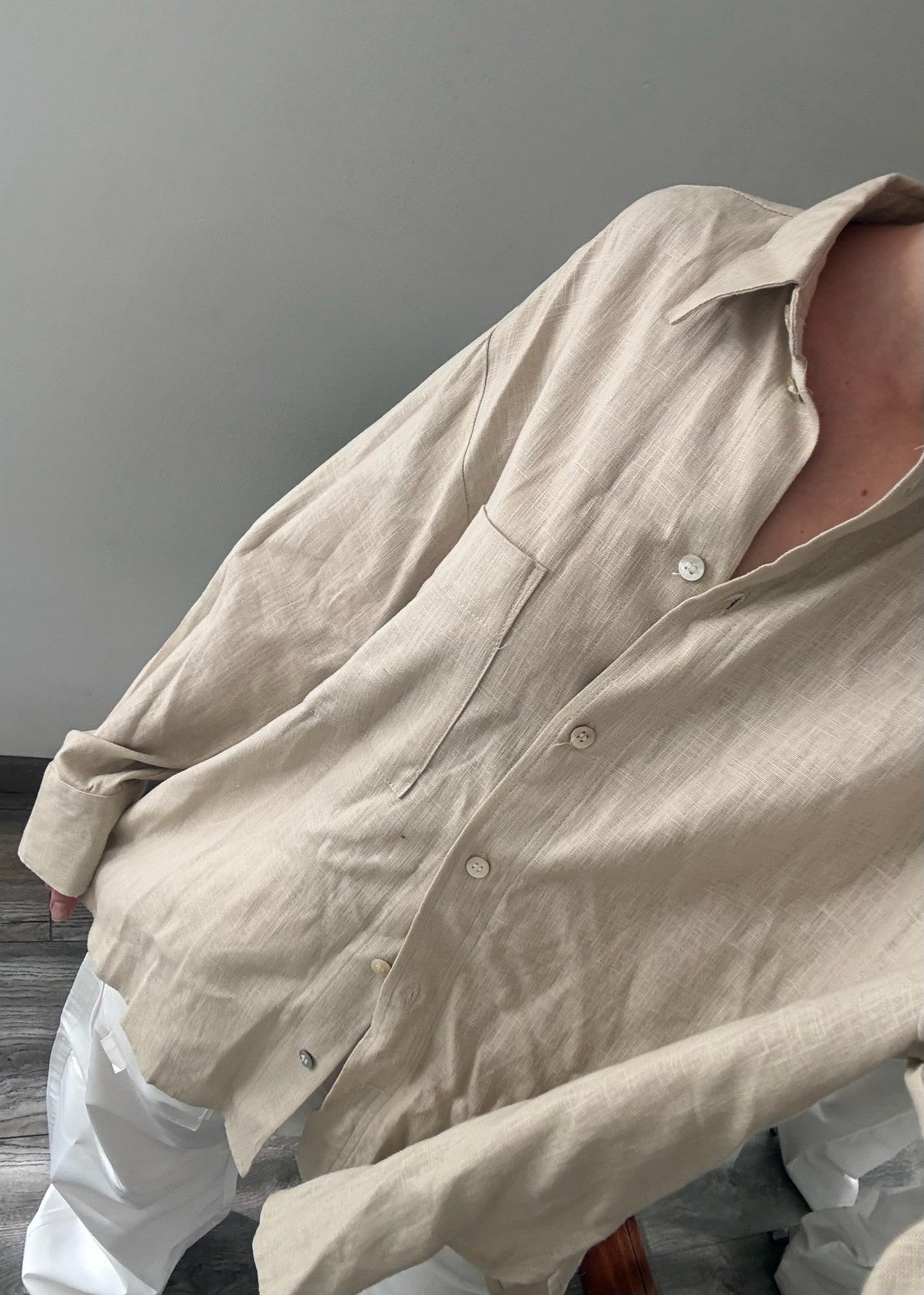 CAMISA TIPO LINO BEIGE