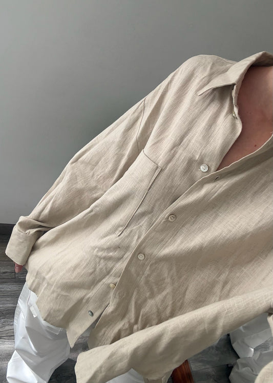CAMISA TIPO LINO BEIGE