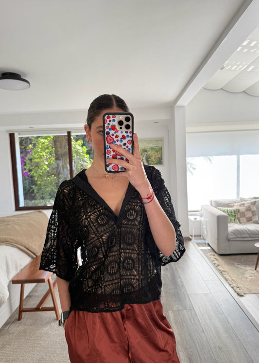 CAMISA SEE THROUGH NEGRA