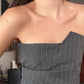 TOP PINSTRIPED STRAPLESS