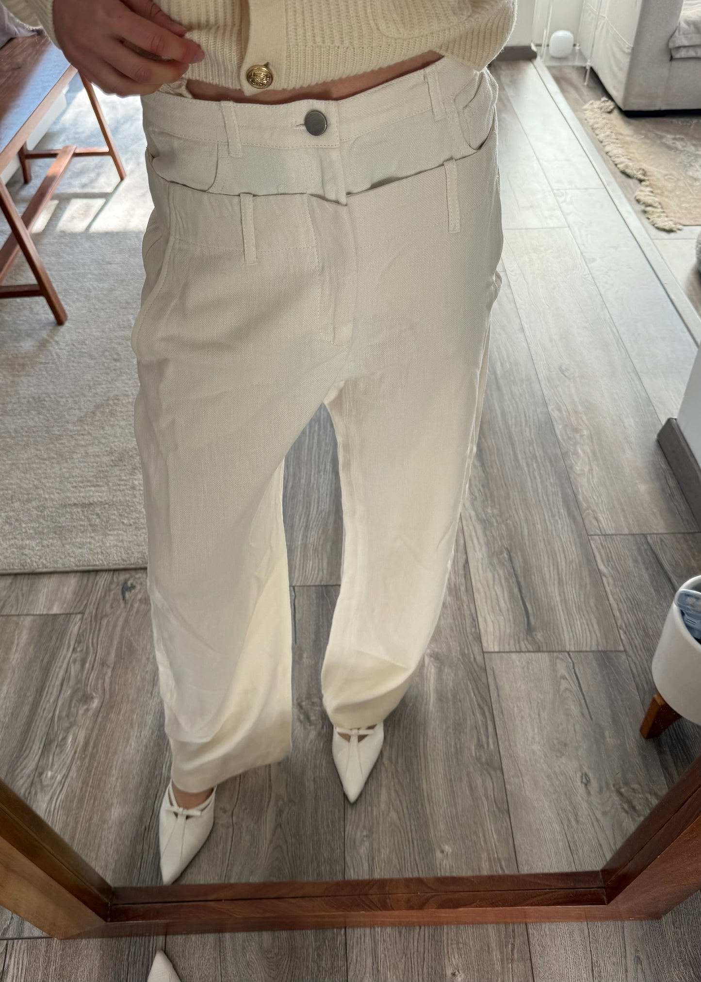 JEANS BLANCOS DOBLE CINTURA