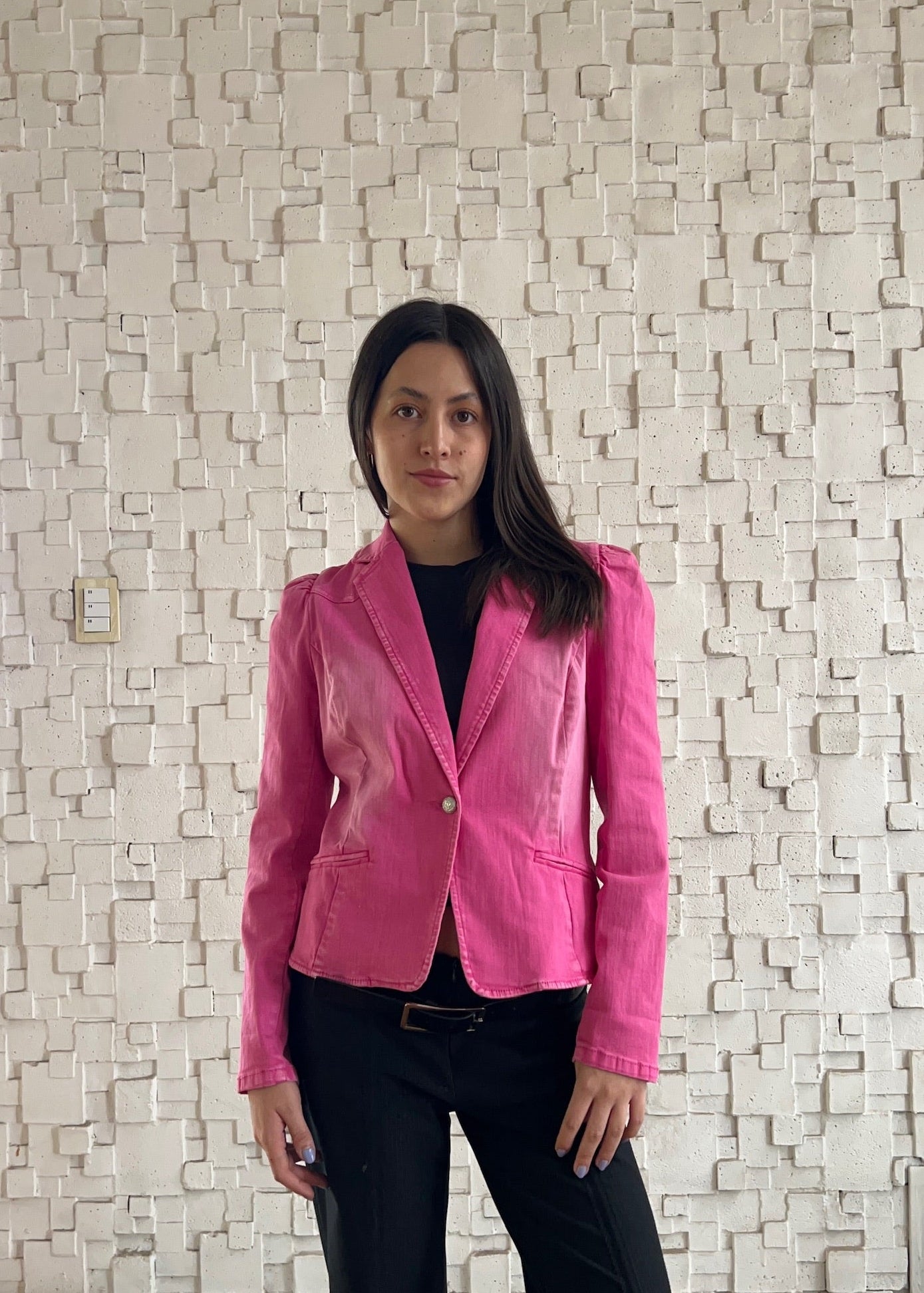 BLAZER DENIM ROSA DESLAVADO