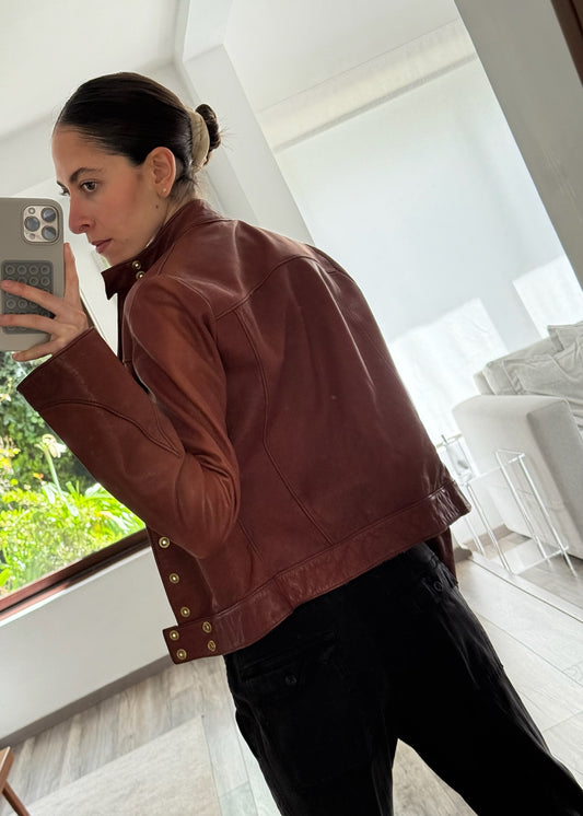 CHAMARRA 100% PIEL BRICK RED