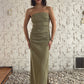 VESTIDO DRAPEADO VERDE OLIVO