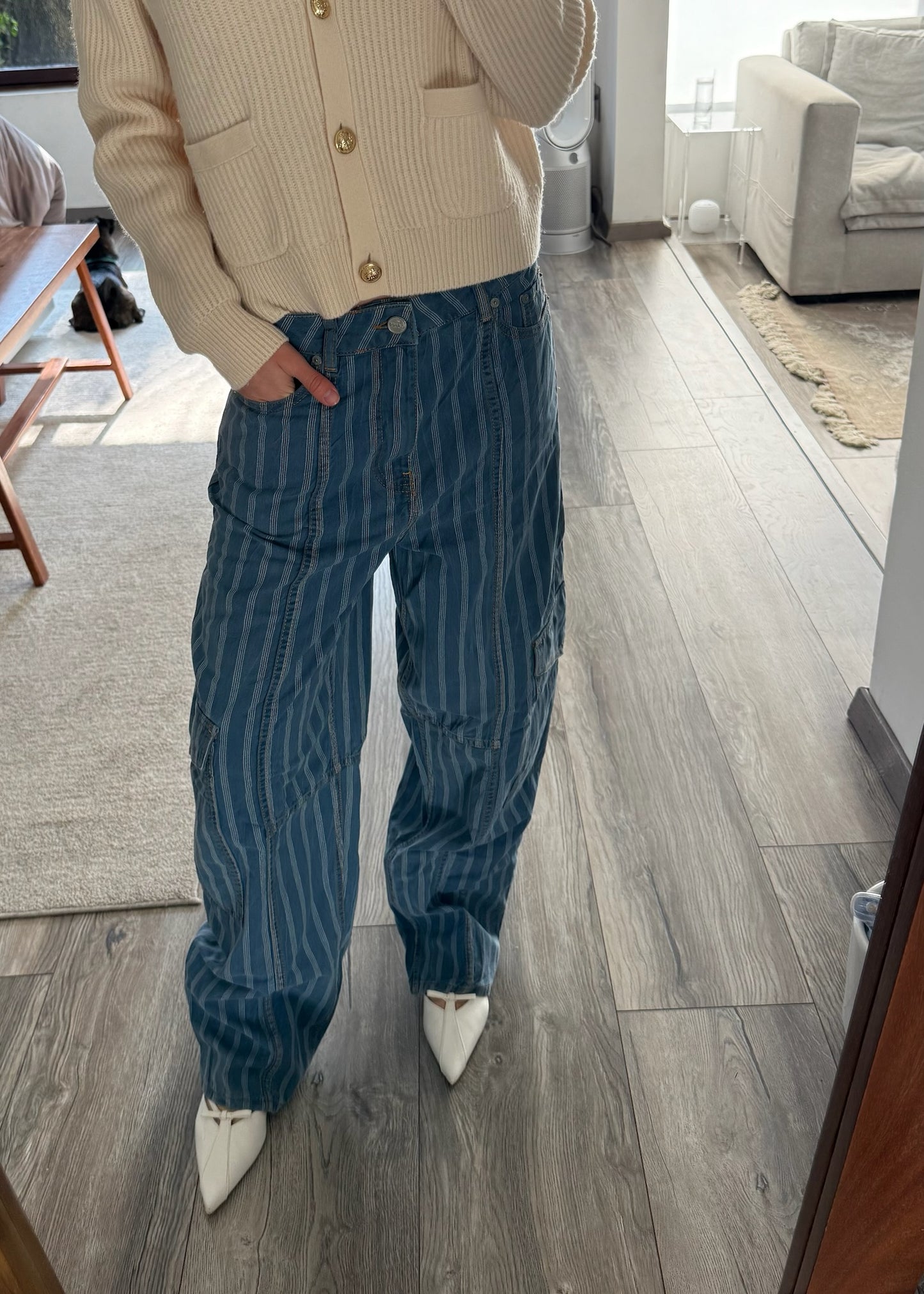 JEANS CARGPO STRIPED