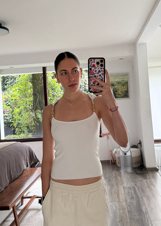 TOP BLANCO CON PIEDRITAS