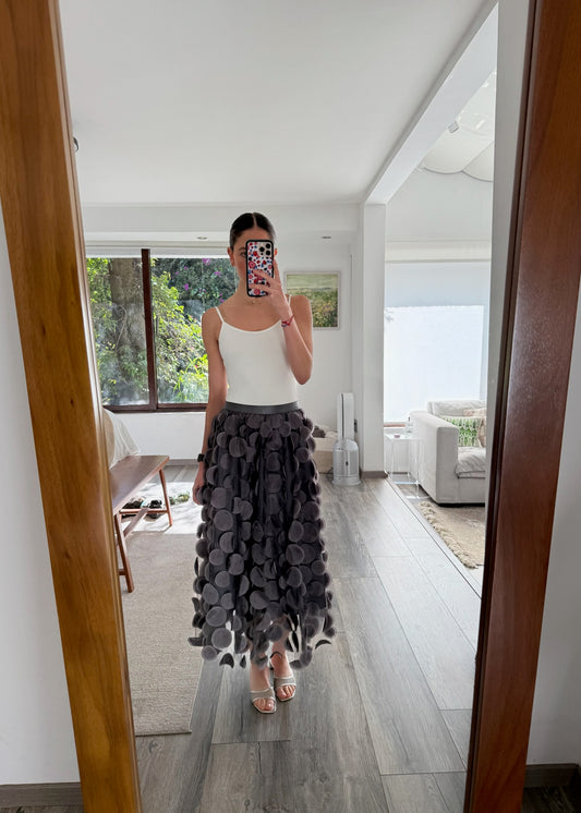 FALDA MIDI CON CIRCULOS