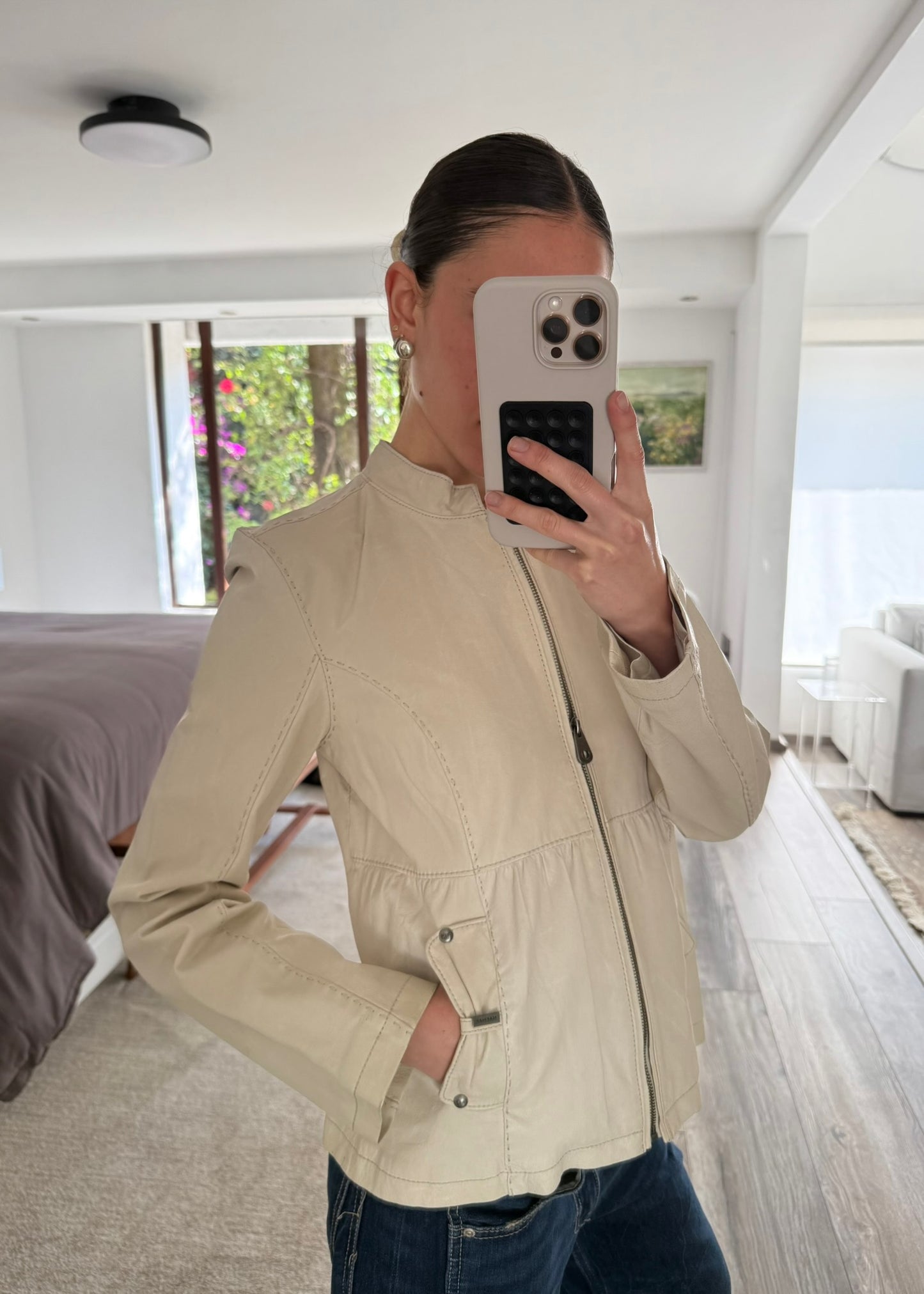 CHAMARRA DE PIEL IVORY