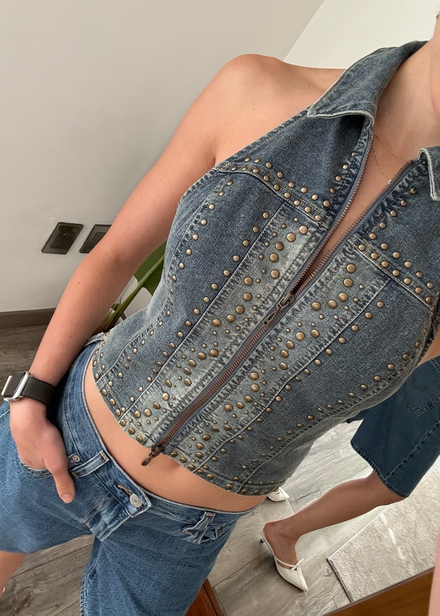 TOP HALTER DENIM