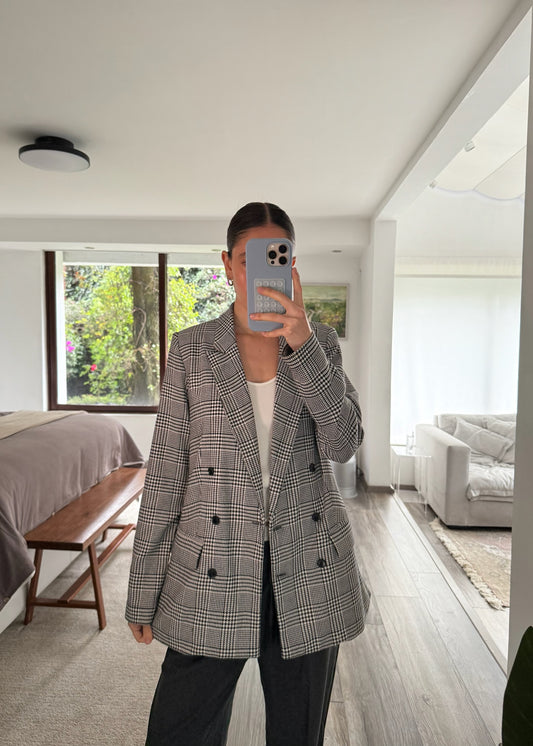 BLAZER PLAID GRIS