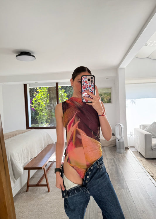 BODYSUIT DE MESH CON PRINT
