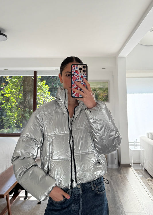 CHAMARRA PUFFER PLATEADA