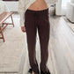 PANTS FLARE RIBBED CHOCOLATE