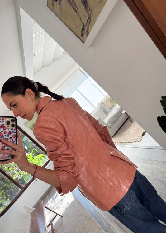 SACO FAUX LEATHER CON TEXTURA