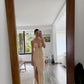 VESTIDO MIDI STRAPLESS CON LENTEJUELAS