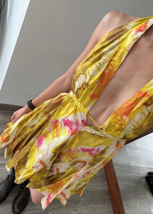 VESTIDO AMARILLO CON PRINT
