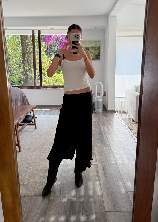 FALDA MIDI SILKY NEGRA