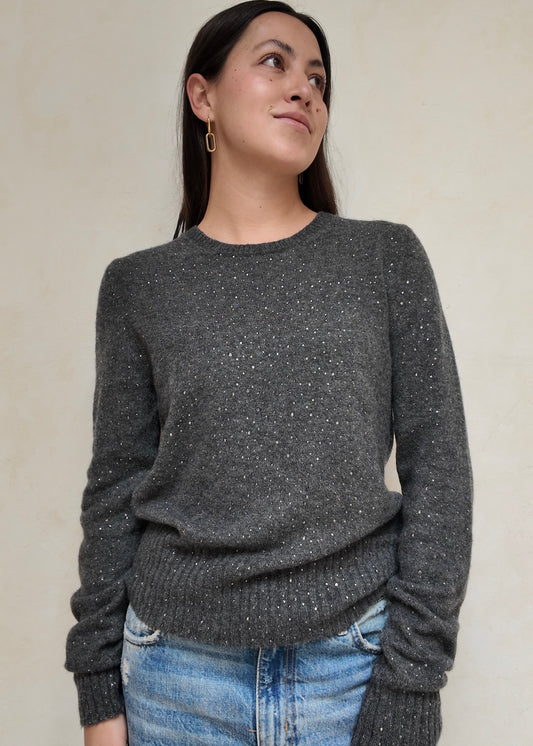 CREWNECK GRIS CON DIAMANTES