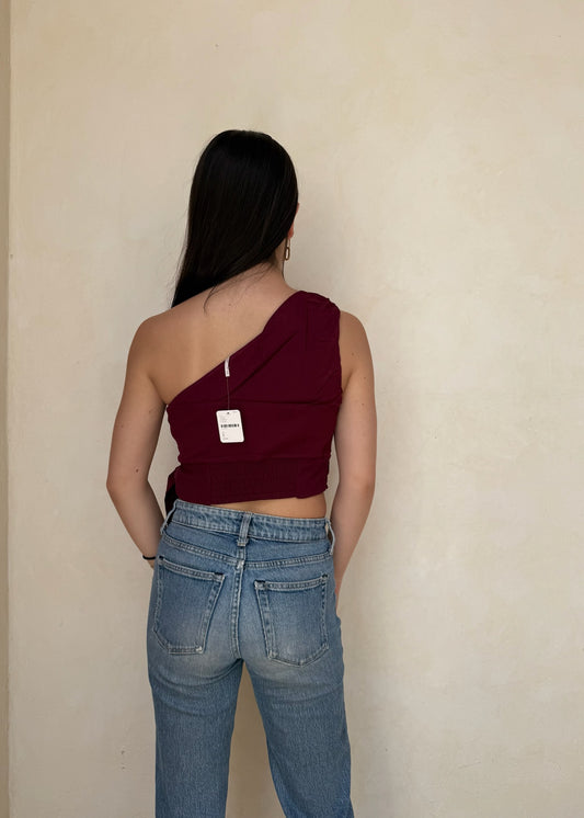 TOP ONE SHOULDER BURGUNDY