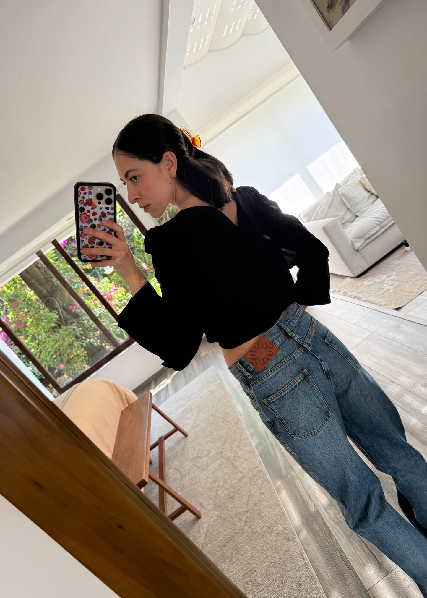 BLUSA SHEER CON FRUNCIDO