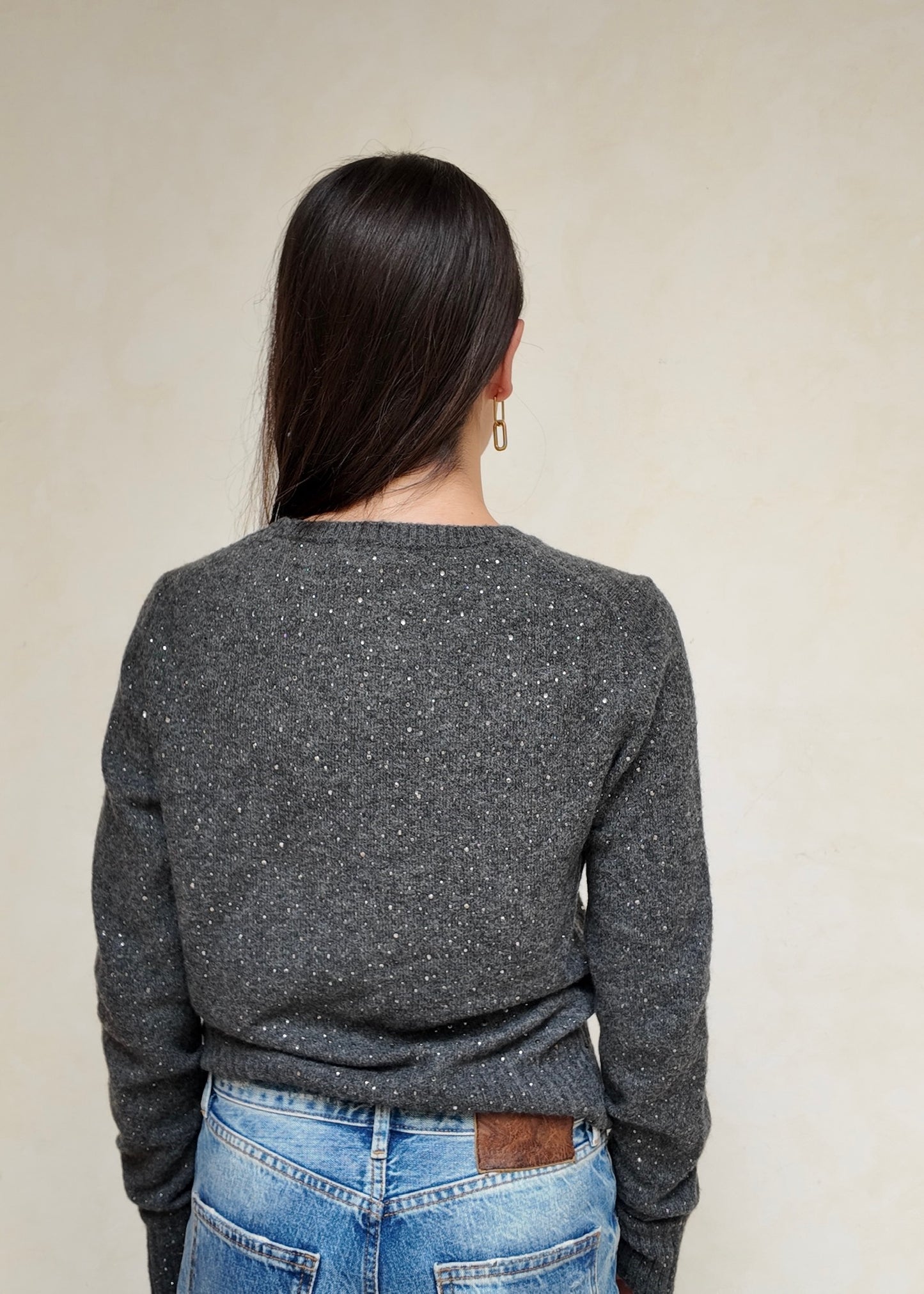 CREWNECK GRIS CON DIAMANTES