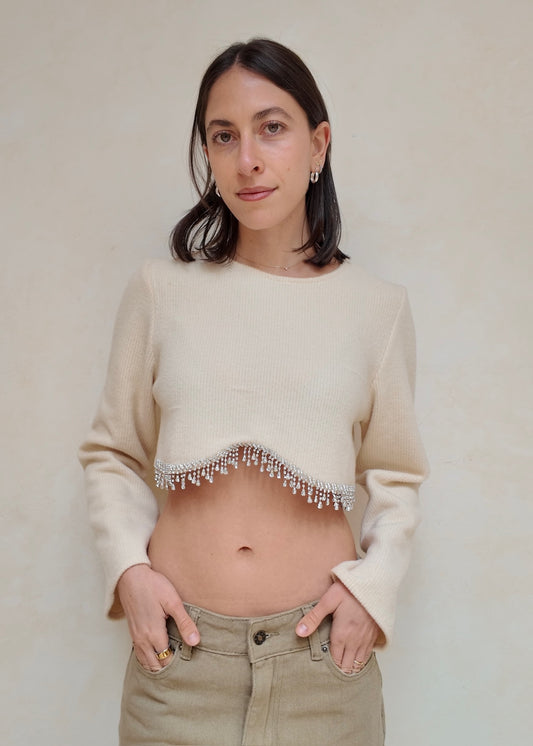 SUÉTER CROPPED CON DIAMANTES