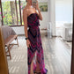 VESTIDO MAXI STRAPLESS CON PRINT
