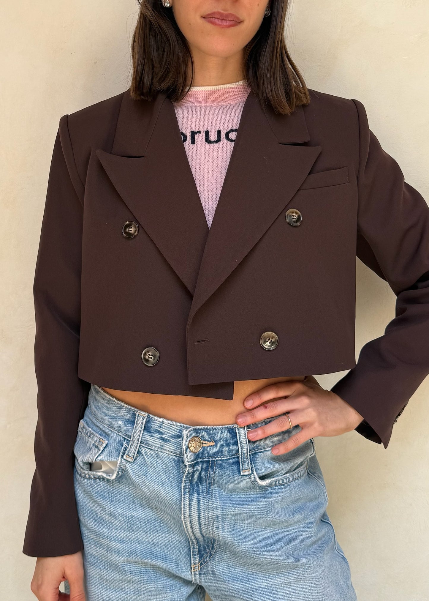 BLAZER CROPPED CHOCOLATE