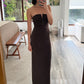 VESTIDO MINI STRAPLESS CAFÉ