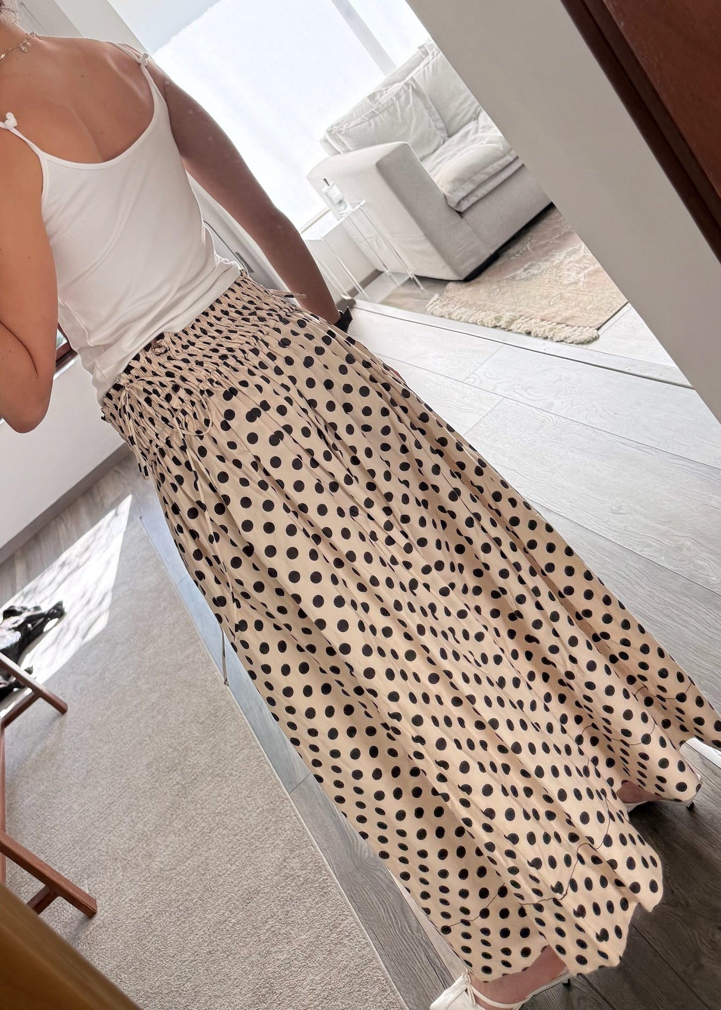 FALDA CASUAL MIDI POLKA DOT