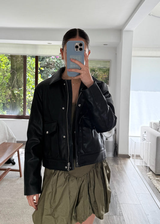 CHAMARRA BIKER BASICA NEGRA
