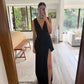 VESTIDO MAXI SATINADO ESCOTE EN V