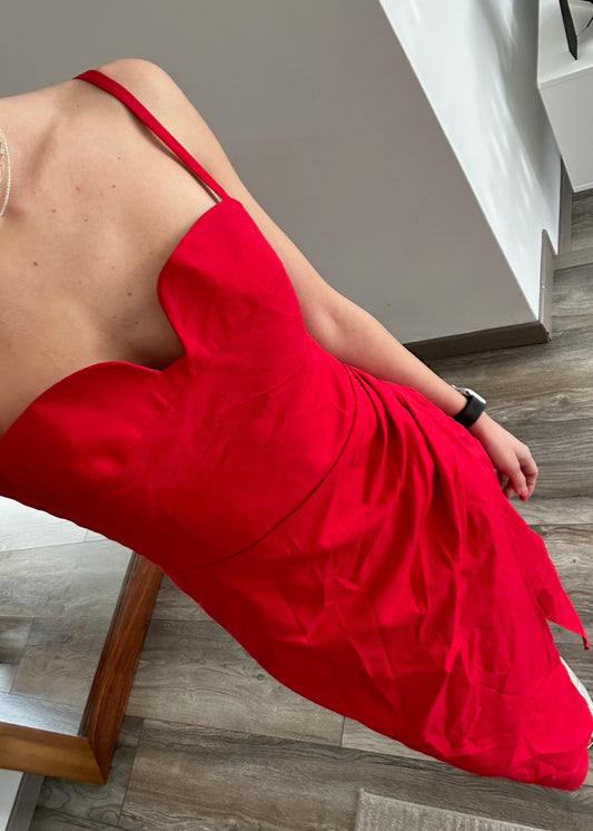 VESTIDO MIDI HOT RED