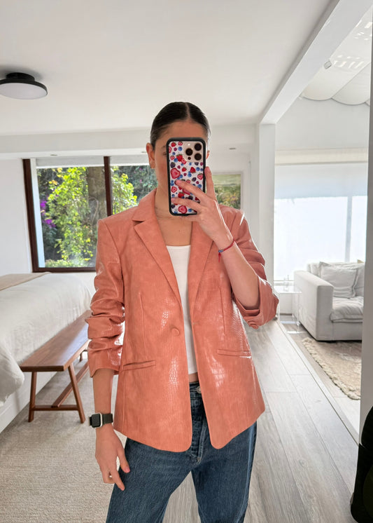 SACO FAUX LEATHER CON TEXTURA