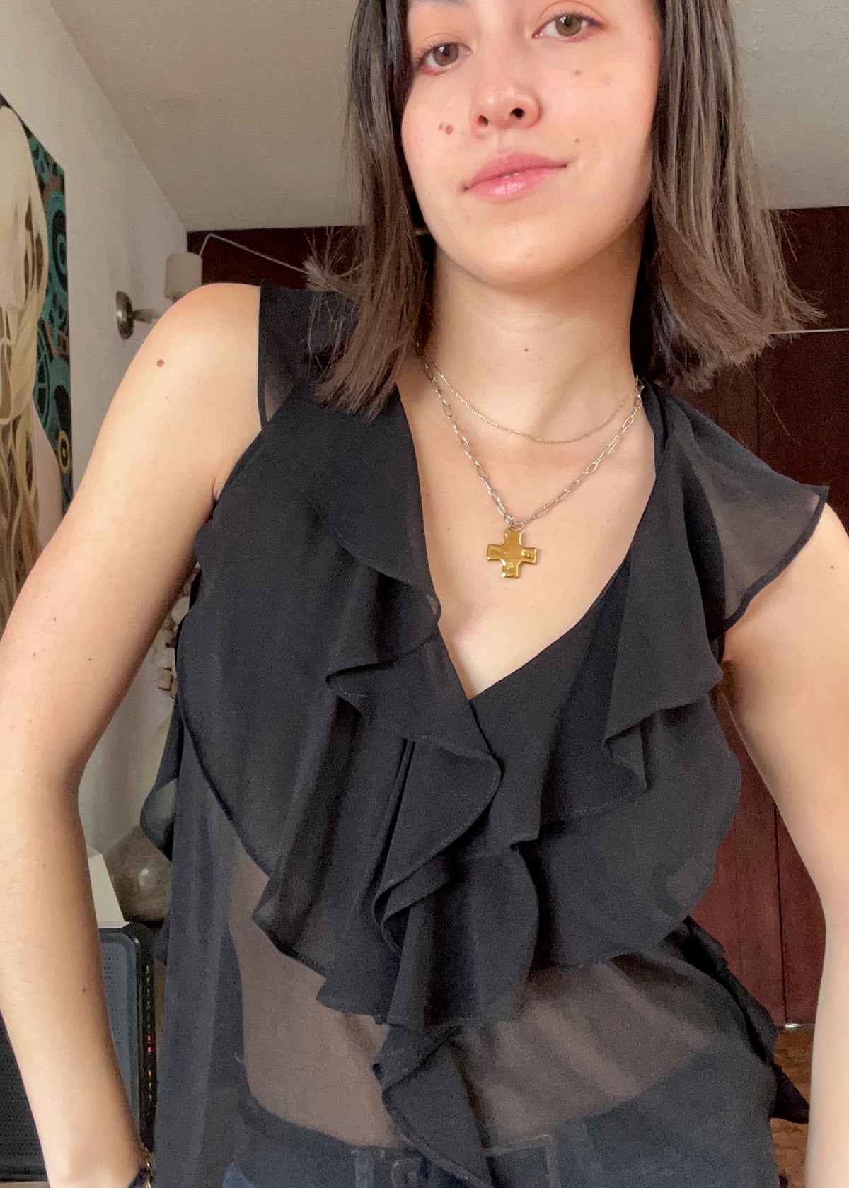 TOP RUFFLES NEGRO