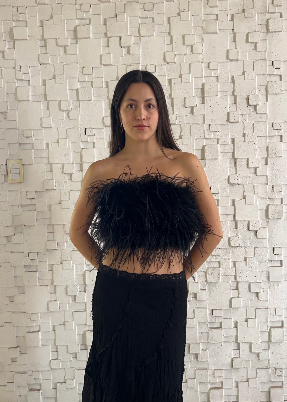 STRAPLESS TOP FULL FEATHERS