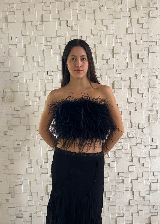 STRAPLESS TOP FULL FEATHERS