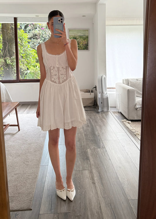 VESTIDO GIRLY BLANCO CON ENCAJE