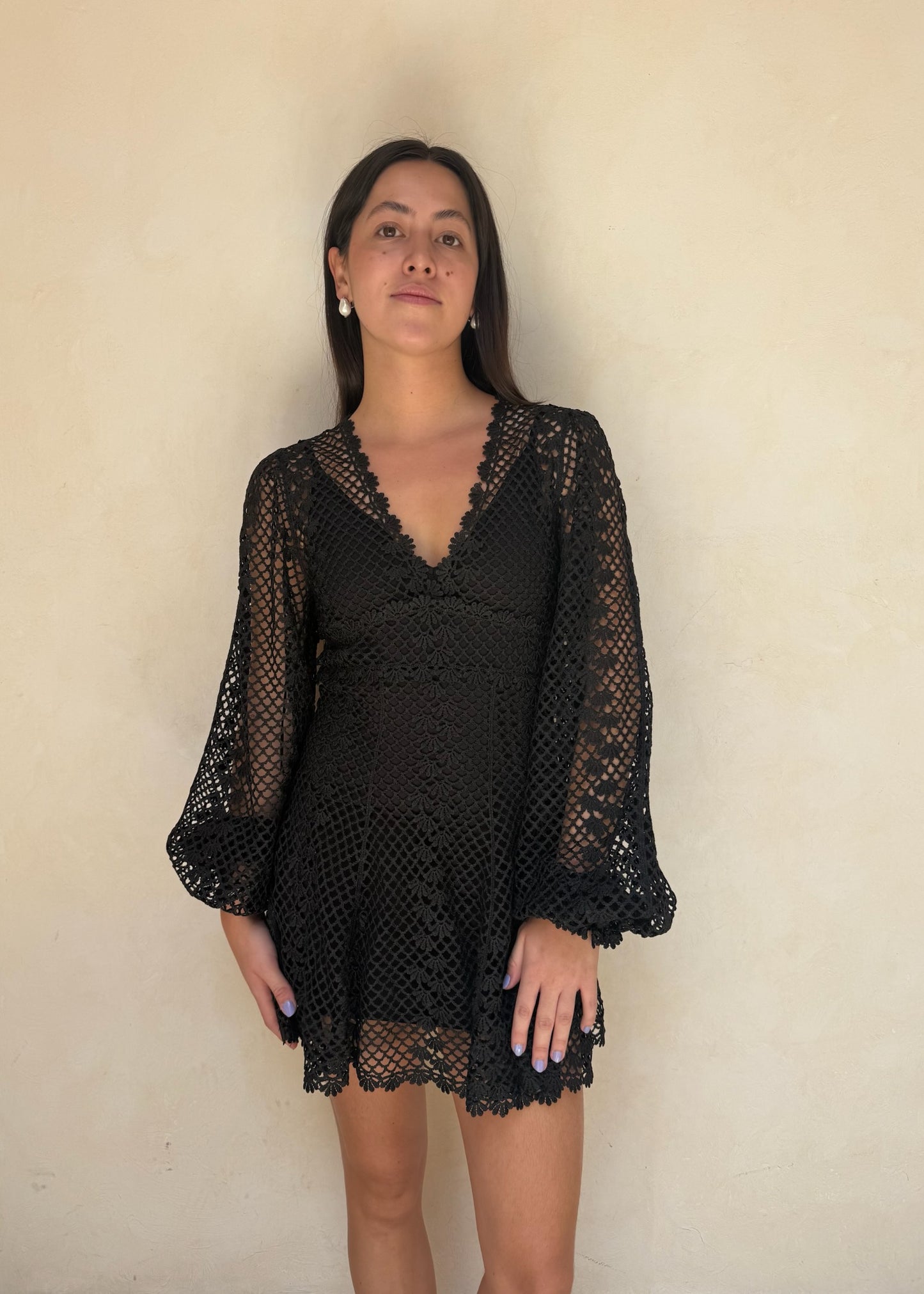 VESTIDO CROCHET NEGRO